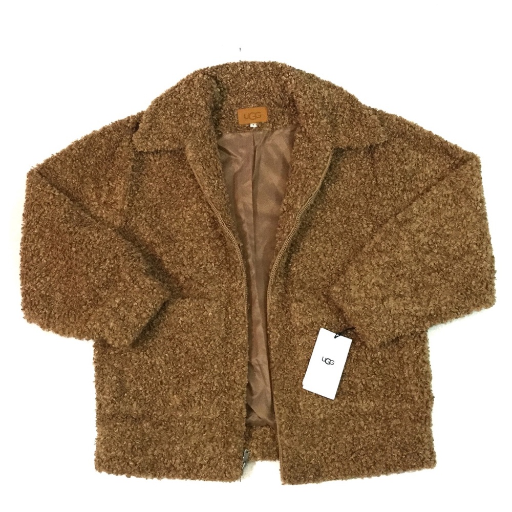 New UGG Kaley Teddy Bear Faux Fur Coat - Picture 9 of 16
